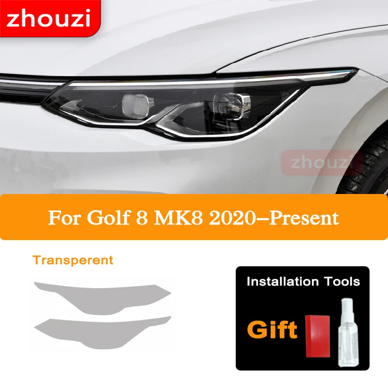 For Volkswagen VW Golf 7 7.5 8 MK7 MK8 MK7.5 2014-ON Car Headlight Tint Black Protective Film Taillight Transparent TPU Sticker