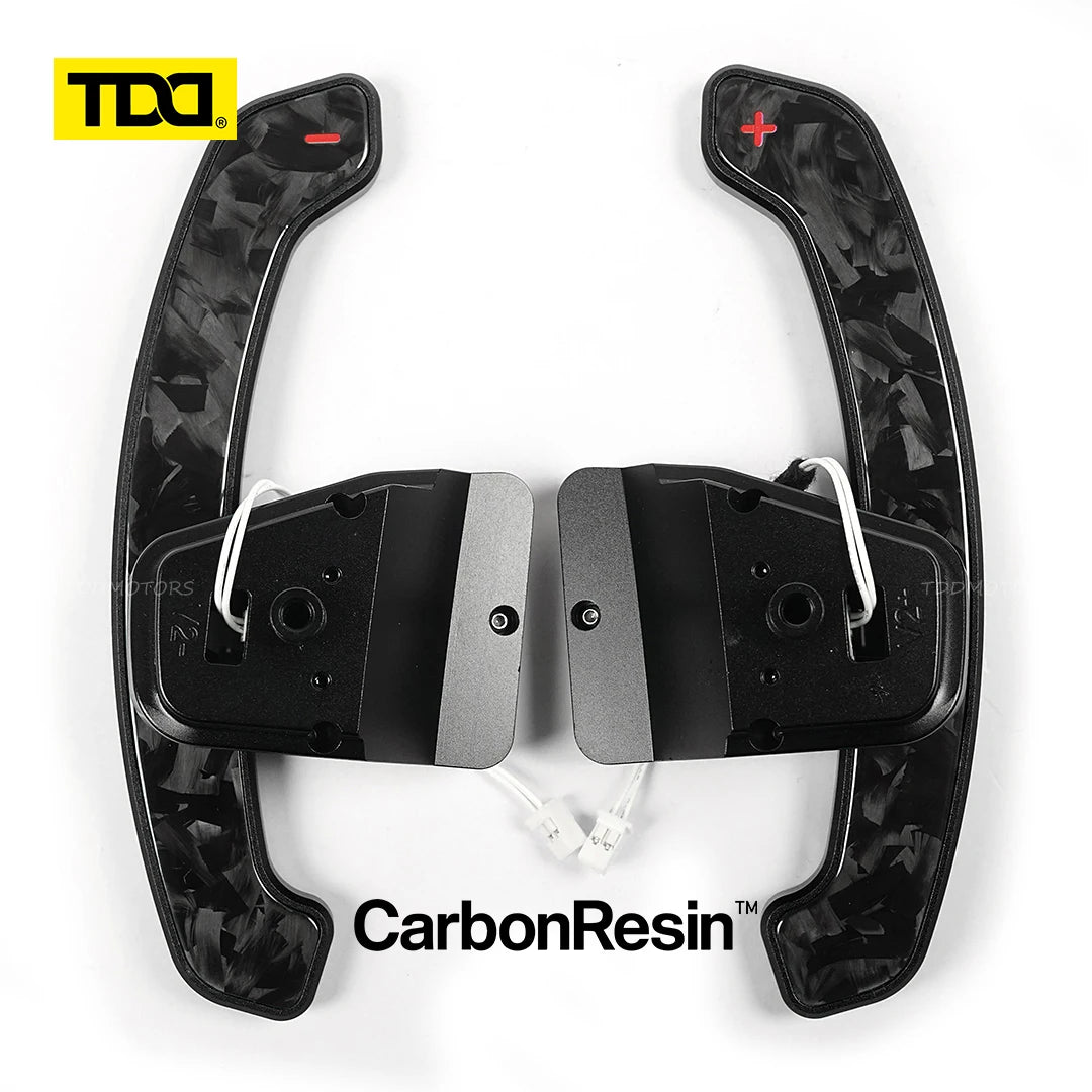 TDD Glossy Carbon Fiber Magnetic Paddle Shifter For Volkswagen Golf 8 MK8 GTI Golf R Polo Aluminum Alloy Back Cover