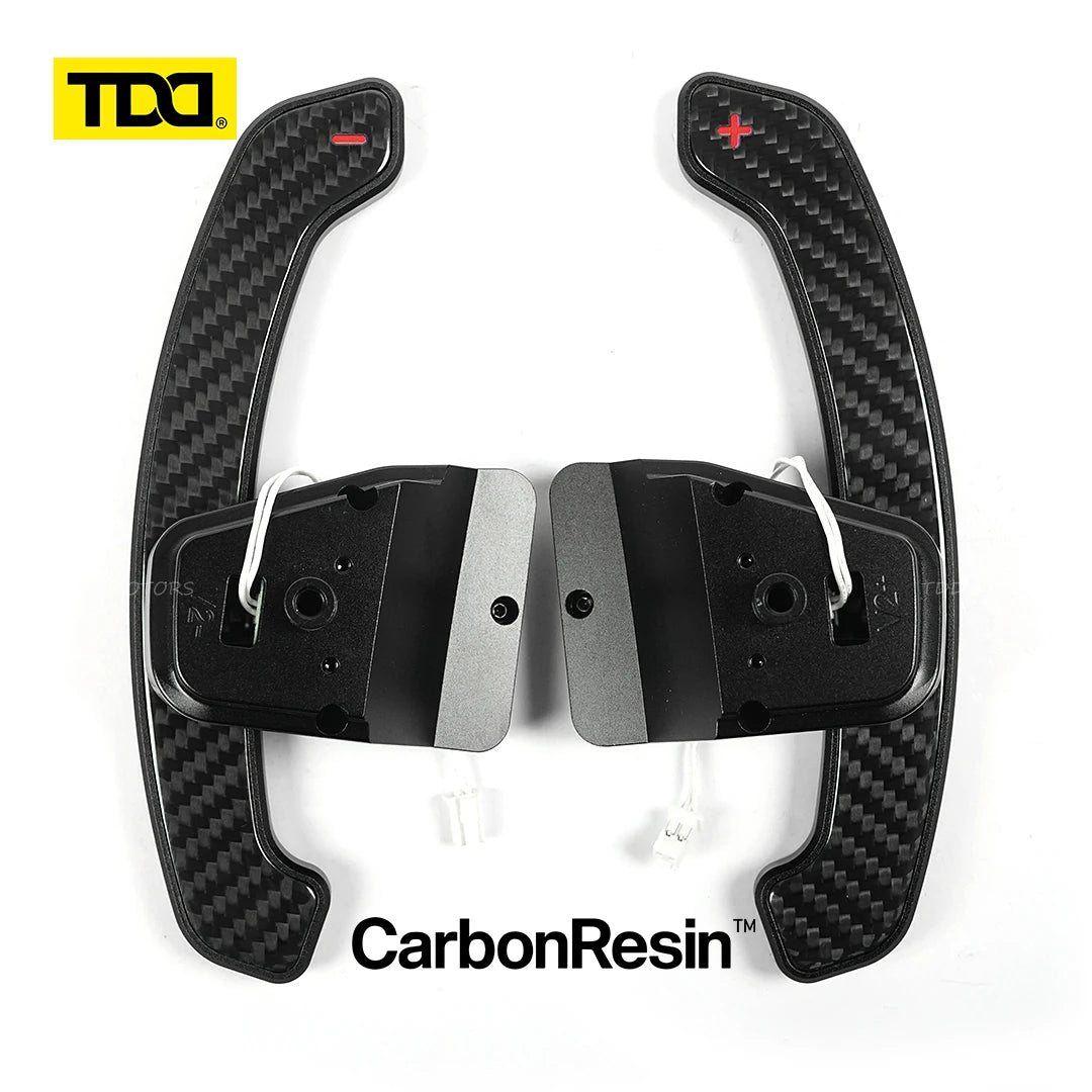 TDD Glossy Carbon Fiber Magnetic Paddle Shifter For Volkswagen Golf 8 MK8 GTI Golf R Polo Aluminum Alloy Back Cover