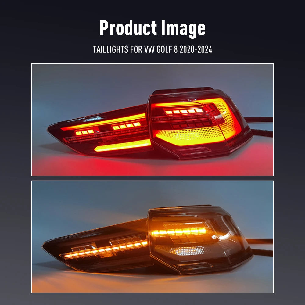 LED Taillights for Volkswagen VW Golf 8 MK8 2020-2025 Car Tail Light Assembly Reverse Fog Brake Flowing Water Flicker Rear Lamps