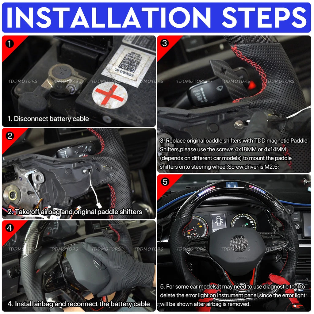 TDD Glossy / Matte Carbon Fiber Magnetic Paddle Shifter for Volkswagen Golf 8 MK8 GTI Golf R Polo Steering Wheel Shift Paddle