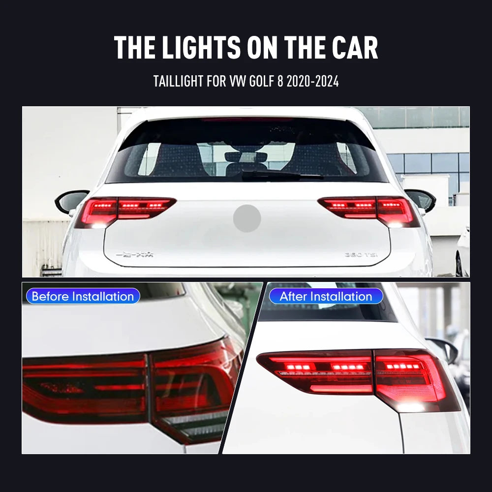 LED Taillights for Volkswagen VW Golf 8 MK8 2020-2025 Car Tail Light Assembly Reverse Fog Brake Flowing Water Flicker Rear Lamps
