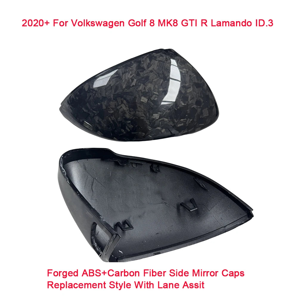 2020+ For VW MK8+ For Volkswagen Golf 8+ GTI Golf R Lamando ID.3 Carbon Fiber Side Mirror Caps Replacement Style With Lane Assit