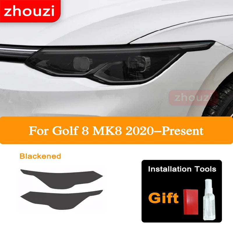 For Volkswagen VW Golf 7 7.5 8 MK7 MK8 MK7.5 2014-ON Car Headlight Tint Black Protective Film Taillight Transparent TPU Sticker