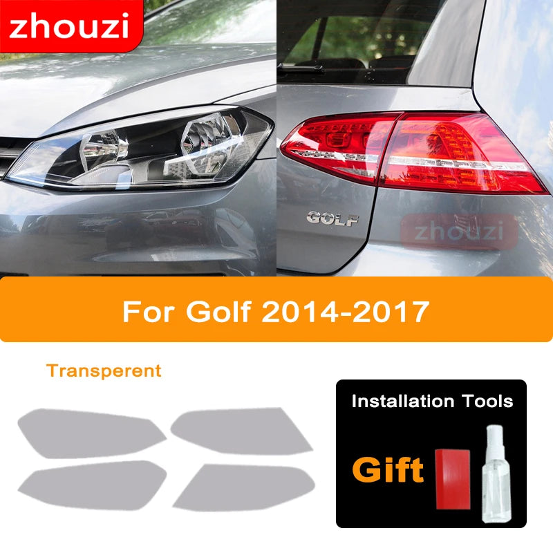 For Volkswagen VW Golf 7 7.5 8 MK7 MK8 MK7.5 2014-ON Car Headlight Tint Black Protective Film Taillight Transparent TPU Sticker