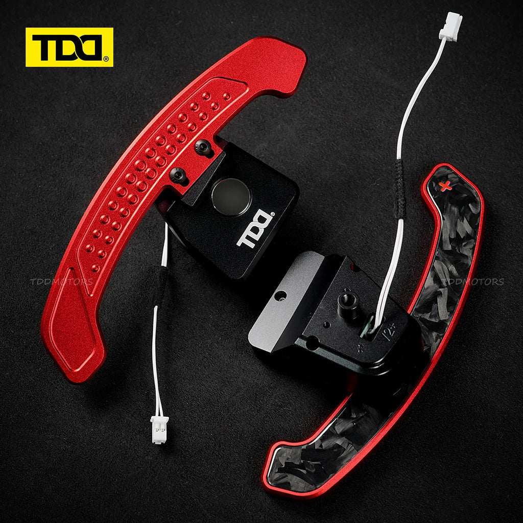 TDD Glossy Carbon Fiber Magnetic Paddle Shifter For Volkswagen Golf 8 MK8 GTI Golf R Polo Aluminum Alloy Back Cover