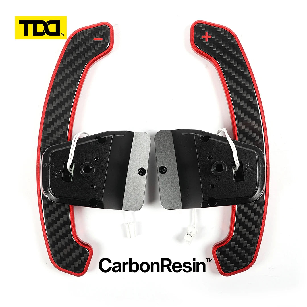 TDD Glossy Carbon Fiber Magnetic Paddle Shifter For Volkswagen Golf 8 MK8 GTI Golf R Polo Aluminum Alloy Back Cover