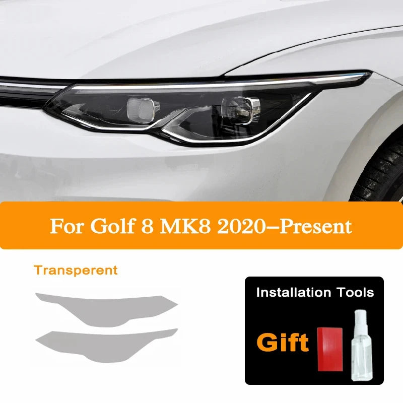 VW Golf 8 MK8+ TPU Blackened Headlight Taillight Protective Film Headlight
